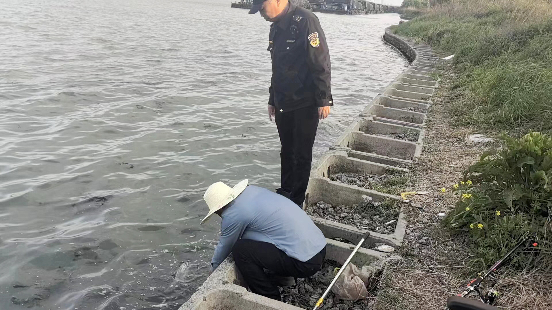 邵伯湖边有人用活泥鳅钓鱼？